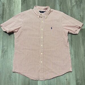 Ralph Lauren Men's Red Striped short sleeve button up Shirt/ size L